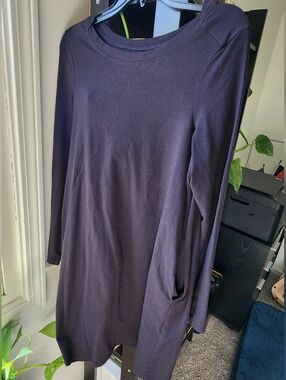 Pact Long Sleeve Solid Black Tunic Dress